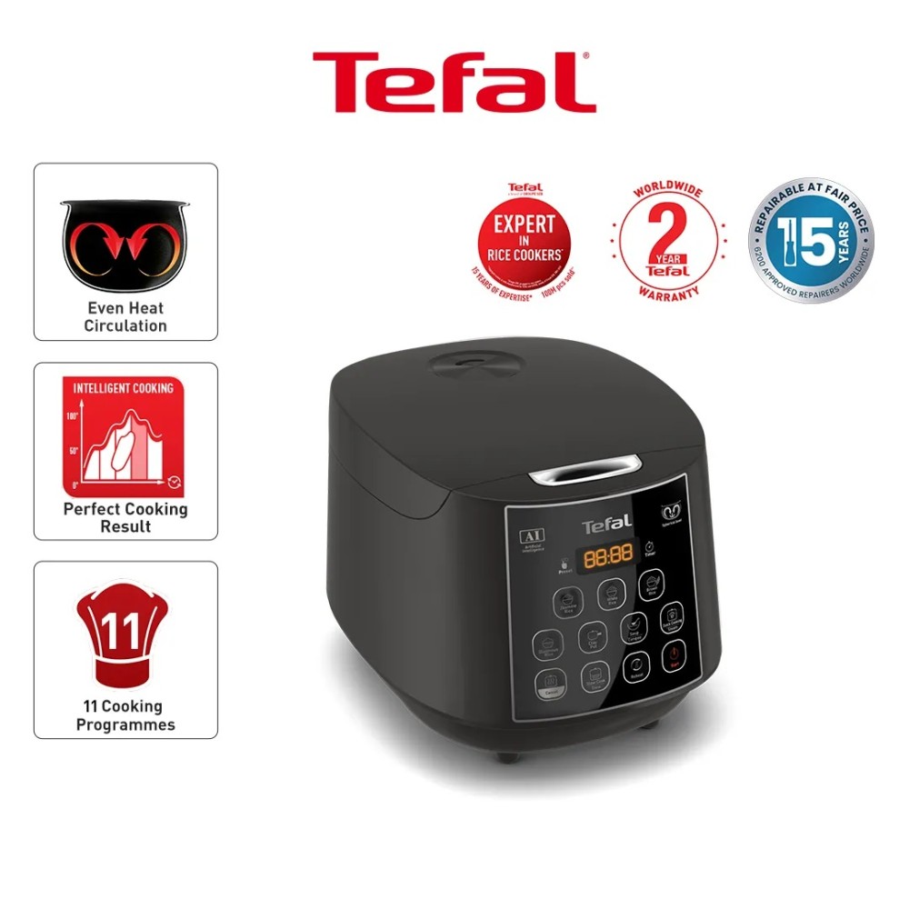 Tefal Easy Plus AI Smart Rice Cooker Slow Cooker 1.8L 10 Cup RK736B BANHUAT.COM